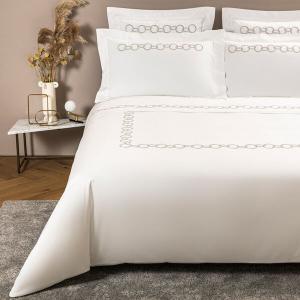 Пододеяльник Frette Links с вышивкой 230x230, серый/бежевый