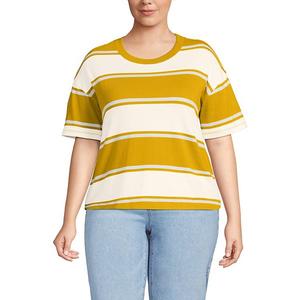 Футболка с коротким рукавом Mariner Plus size Lands' End, Dijon Gold Stripes