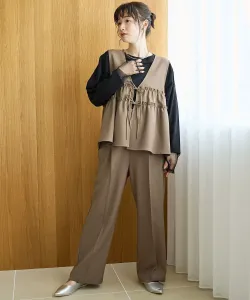 Комплект из бюстье и ткани, имитирующей лён Coen, цвет Moca