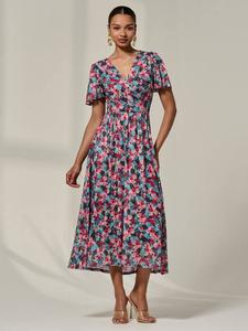 Платье миди с плиссировкой и запахом Jolie Moi