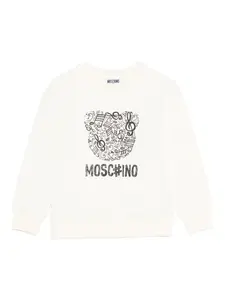 Толстовка с длинными рукавами и принтом медведя Moschino Kids, белый
