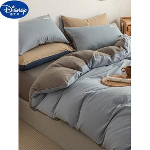 Disney Комплект постельного белья 1,5 м, 4 предмета, для кровати 200 см, цвет светло-голубой + светло-серый, класс А, не скатывается и не линяет