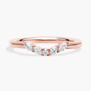 Кольцо с изогнутым цветочным бриллиантом огранки «маркиз» из розового золота 14 карат (1/8 карата, двойной цвет) Blue Nile