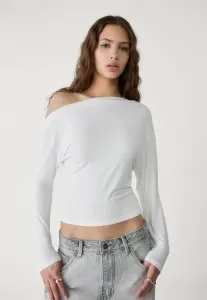 Асимметричный топ с длинными рукавами Stradivarius, White