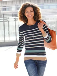 Casual Looks Полосатый свитер "Пуловер", цвет Marine-Weiß-Gestreift