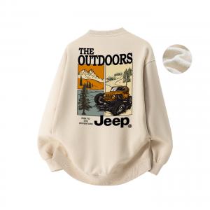 Свитшот City Casual Collection Unisex Crew Neck Thickened Regular Jeep, хаки upgraded fleece-lined