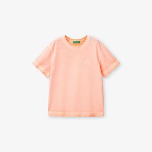 Футболка оверсайз Benetton с эффектом потертости, оранжевый