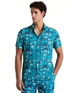 Мужская рубашка с принтом агавы по всей поверхности Original Penguin, синий