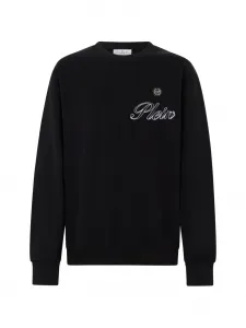 Свитшот с круглым вырезом и фирменным логотипом Philipp Plein, черный