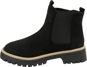 Женские челси с массивным низким каблуком, на молнии, замшевые, удобные на платформе, эластичные, комфортные и теплые, с толстой подошвой, с круглым носком, ботильоны на все сезоны, классические туфли Canbebig, черный