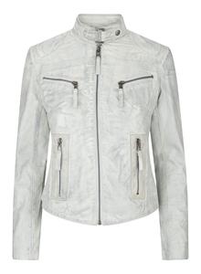 Настоящая кожаная винтажная приталенная байкерская куртка TruClothing, белый