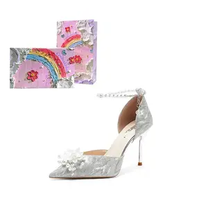 Туфли Glaze Starlight, французская фея, мягкие, женские, серебристые Crelinkxlat, Silver Crystal Chain