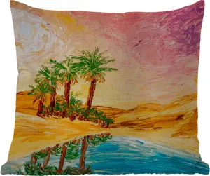 Подушка для улицы - Живопись - Масло - Пальма - Природа - Вода - 45x45 см - Устойчива к атмосферным воздействиям - Подушка для отдыха - Фотоподушка - Декоративная подушка MuchoWow