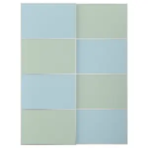 Пара раздвижных дверей, светло-сине-салатовый, 150x201 см, MEHAMN IKEA