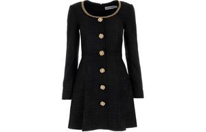 Женское черное платье с длинными рукавами Self-portrait