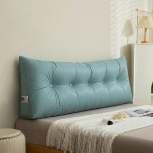 Клиновидная подушка для кровати размера Queen Size, подушка для чтения в изголовье, подушка для чтения в форме клина, прочный чехол из технической ткани для дивана и матраса, легко моющийся (цвет: зеленый, размер: Full (47 дюймов/120 см)) COZMAX, Green