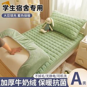 Yalu Комплект постельного белья из 2 предметов (простыня на резинке 90х190 см, наволочка), молочный велюр класса А, антибактериальный, антиклещевой, цвет Vanilla Green