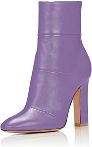 Женские винтажные ботильоны FSJ на толстом высоком каблуке с заостренным носком и боковой молнией, зимние обувь, размеры 4-15 US, Purple Matte