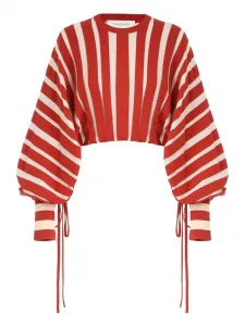 Полосатый свитер Rebellion с бантом Zimmermann, красный
