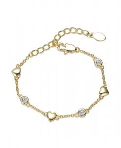 Браслет с подвеской в виде сердца, покрытой 14-каратным золотом и инкрустированной кубическим цирконием Rachel Glauber, Gold