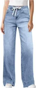 Синие широкие джинсы для женщин: модные свободные с эластичным поясом