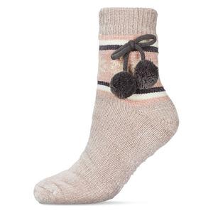 Женские носки-тапочки с помпонами в виде снежинок и плюшевой подкладкой Memoi, Taupe