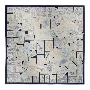 HERMES Шёлковый шарф, Marine Blue