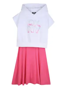 Платье с капюшоном Dkny Kids, розовый