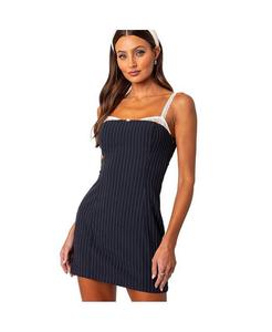 Женское мини-платье в тонкую полоску с бюстгальтером Edikted, синий