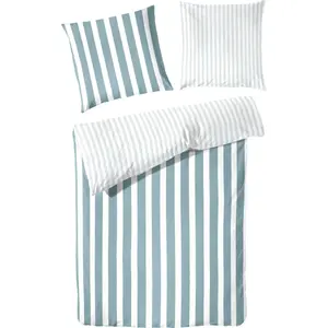 Двустороннее постельное белье Primera «Дельф», в полоску, цвет aquamarin