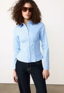 Блузка с застежкой на пуговицы и швом под грудью Stradivarius, Blue