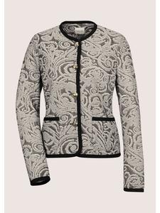 MADELEINE Короткий блейзер без воротника в стиле высокой моды, черный / жемчужно-белый / золотой