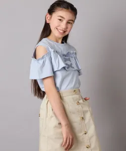 Футболка с оборками и открытыми плечами Avv, цвет Light Blue