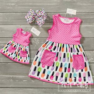 Платье с неоновым маникюром для девочек в розовом цвете Pete + Lucy