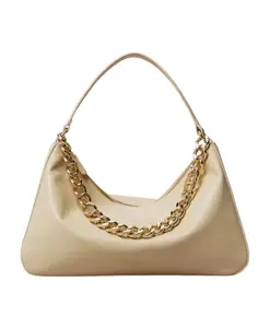 Бежевая кожаная сумка-хобо Liliane Twinset, бежевый