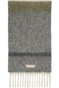 Marni Шарф из альпаки в зелено-серую полоску