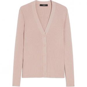 Кардиган Weekend Max Mara Gabriel с ребристым узором и V-образным вырезом MaxMara, розовый