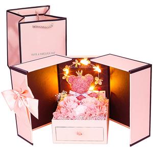 Конфейшн беар консервированный цветок, роза двойная дверь коробка куклы плюшевая кукла 13,5 см высота Janepson, розовый