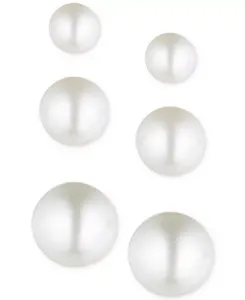 Комплект из 3 серег-гвоздиков с имитацией жемчуга золотистого оттенка Anne Klein, gold