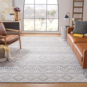 Ковер SAFAVIEH, 244 x 305 см, - коллекция Marbella - большой - Grey, ручной работы из хлопка, идеально для гостиной, спальни, офиса, столовой (MRB625F)