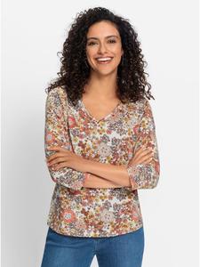 Футболка с V-образным вырезом с принтом экрю и папайи WITT WEIDEN