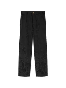 Брюки из жаккарда с цветочным узором Versace, черный