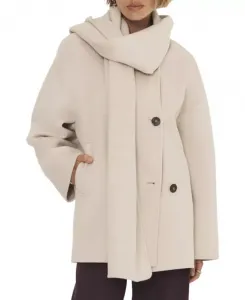 Женский шарф-пальто из шерстяной смеси ручной работы Mint Velvet, белый