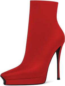 Женские ботильоны YDN с заостренным носком, на высокой шпильке, с боковой молнией, для вечеринок и праздников, размеры 4-15 US, Red