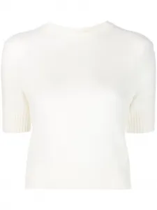 Шерстяной топ с короткими рукавами JIL SANDER, нейтральный