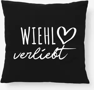 Подушка Huuraa Wiehl in Love Gift 40x40 см с наполнителем из черного хлопка Wiehl Decor Hellweg Druckerei