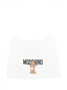 Шапка бини с логотипом Moschino Kids, белый