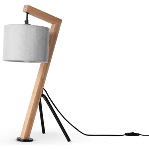 Настольная лампа GALLOW E27, деревянная, трехногая, винтажная, современный стиль, высота 49 см Paco Home, Holzfarben