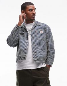 Куртка дальнобойщика Levi's Workwear Sunrise в полоску из денима цвета «железная дорога» синего цвета