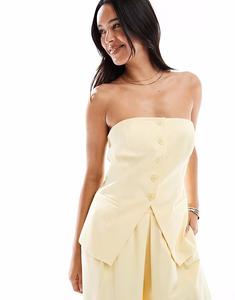 Элегантный топ без бретелек ASOS DESIGN цвета пахты и молока, коорд